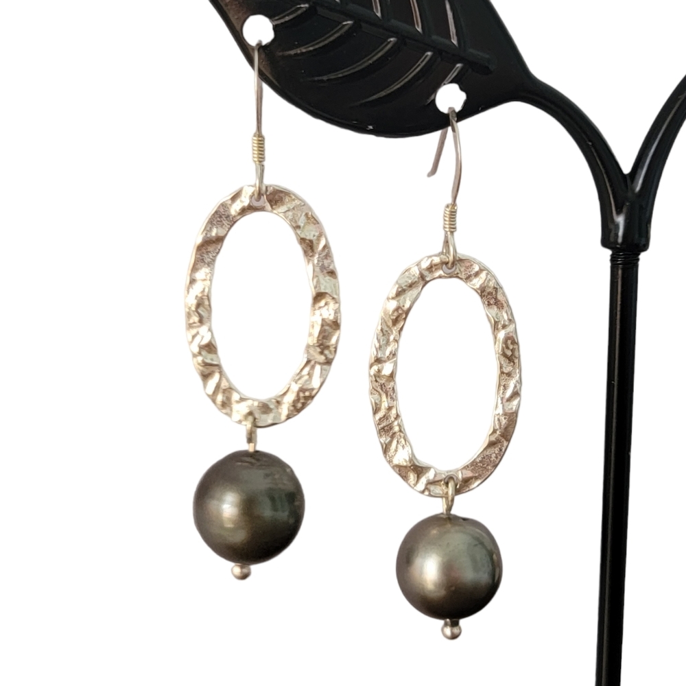 NEW tahitian pearl earrings Sterling silver Handmade